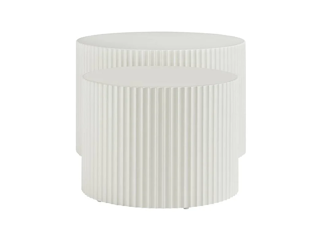 Zweisatztisch Beistelltisch in Naturweiß im Skandi Design (zweiteilig)