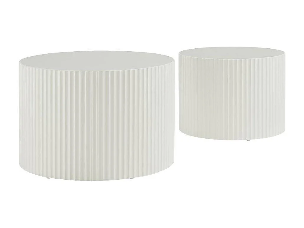 Zweisatztisch Beistelltisch in Naturweiß im Skandi Design (zweiteilig)