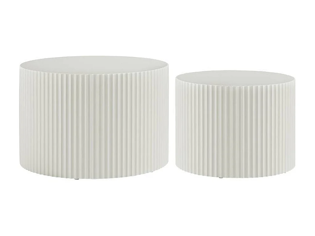 Zweisatztisch Beistelltisch in Naturweiß im Skandi Design (zweiteilig)