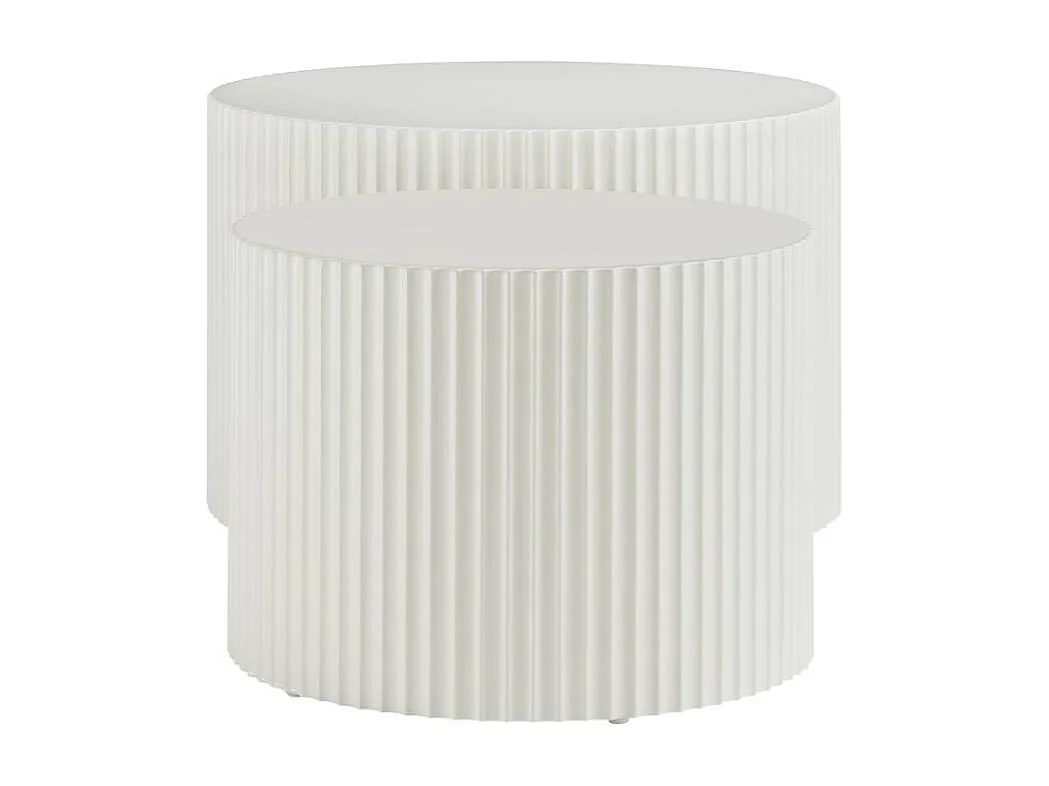 Zweisatztisch Beistelltisch in Naturweiß im Skandi Design (zweiteilig)