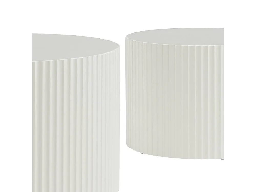 Zweisatztisch Beistelltisch in Naturweiß im Skandi Design (zweiteilig)