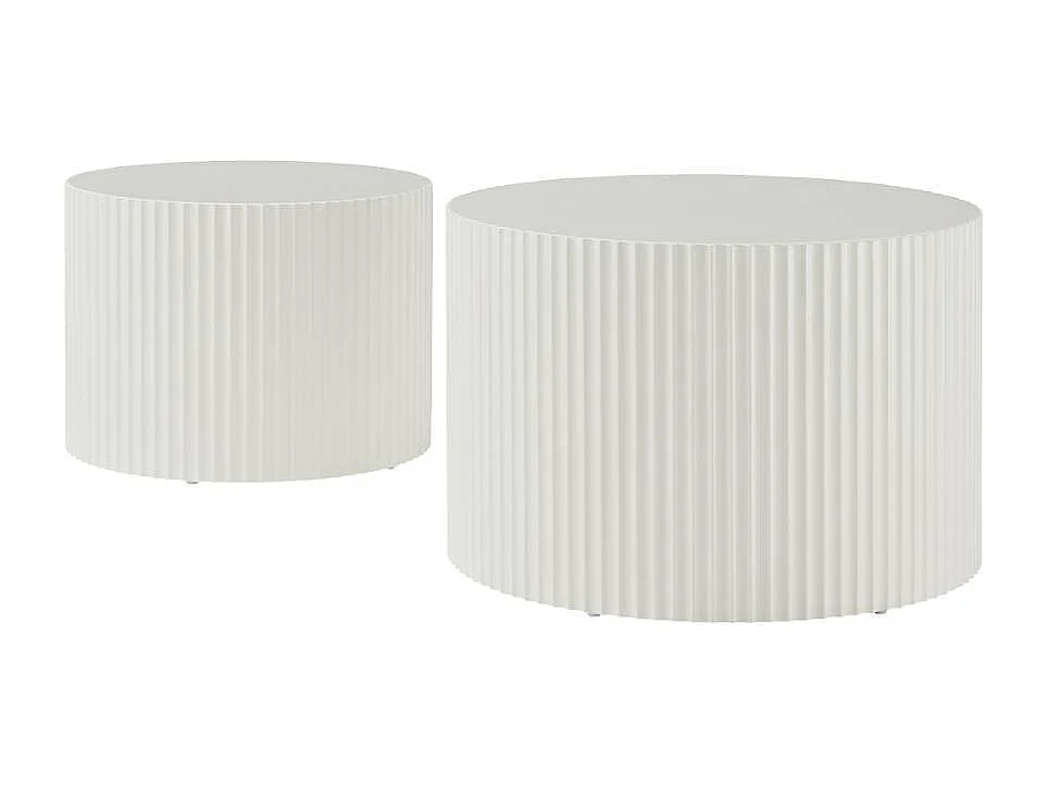 Zweisatztisch Beistelltisch in Naturweiß im Skandi Design (zweiteilig)