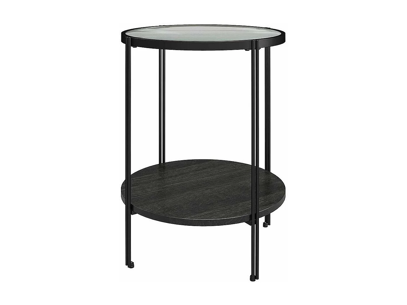 Beistelltisch Sofa schwarz mit Strukturglasplatte 55 cm hoch