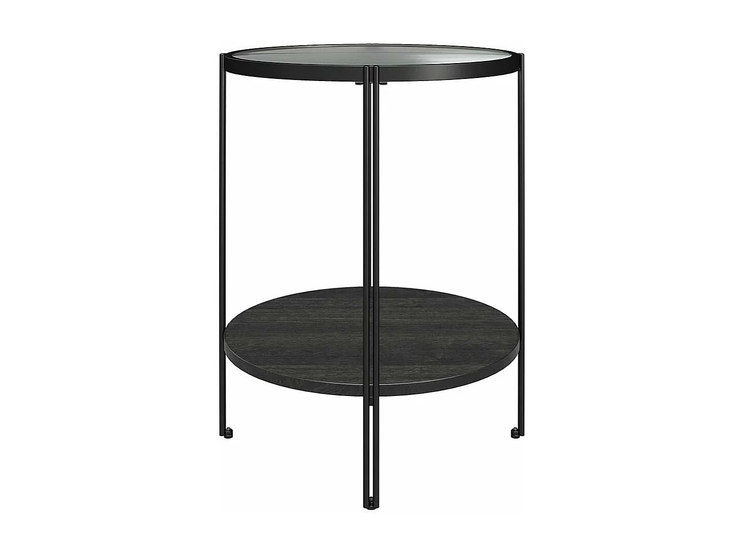 Beistelltisch Sofa schwarz mit Strukturglasplatte 55 cm hoch