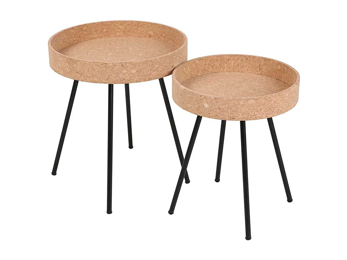 Beistelltisch Set mit Korkplatte Vierfußgestell aus Metall (zweiteilig)