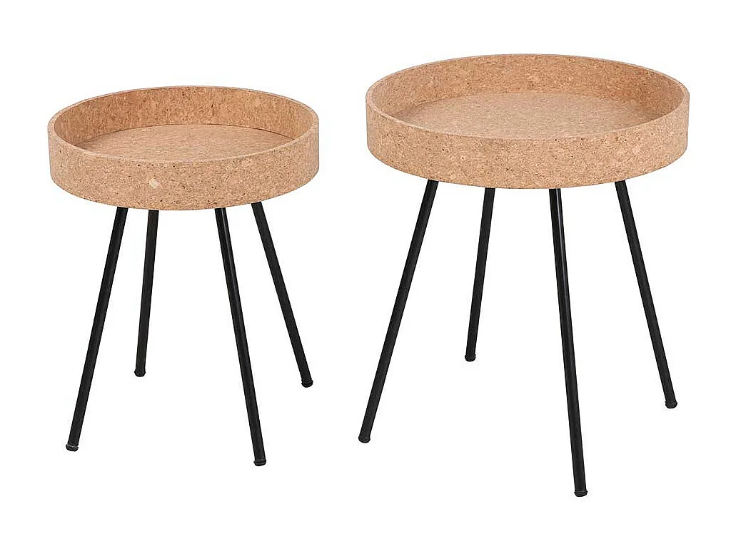 Beistelltisch Set mit Korkplatte Vierfußgestell aus Metall (zweiteilig)