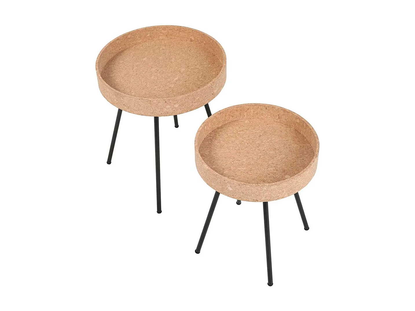 Beistelltisch Set mit Korkplatte Vierfußgestell aus Metall (zweiteilig)