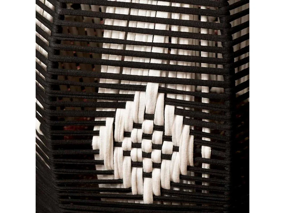 Truhen Beistelltisch aus Kordelgeflecht in Schwarz Mangobaum Massivholz