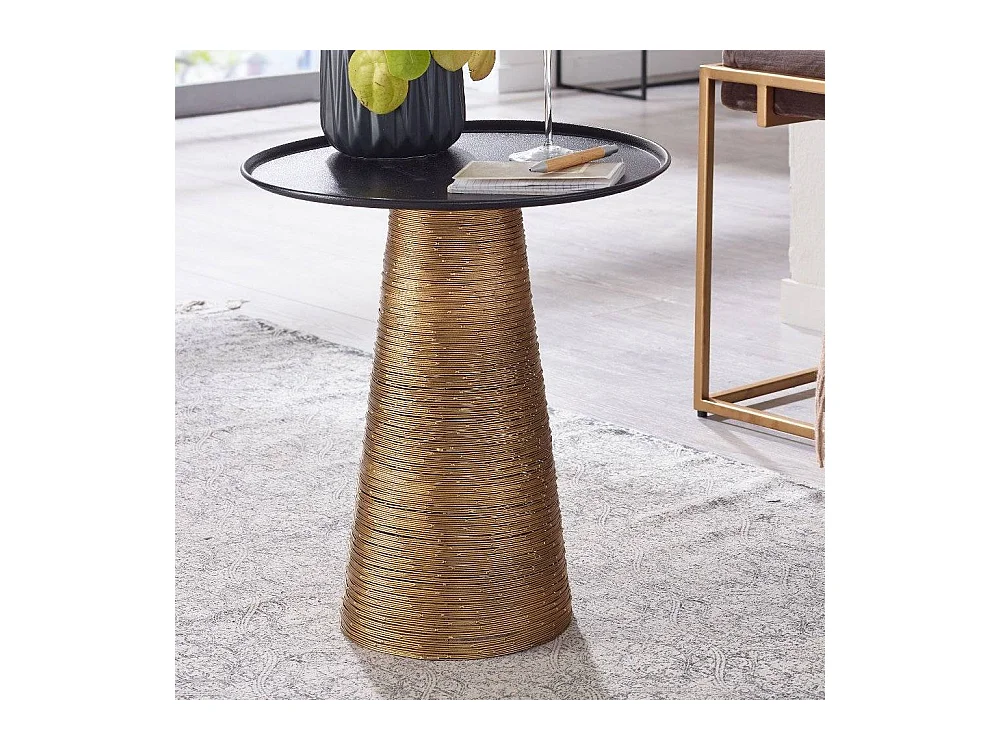 Beistelltisch Sofa rund 45 cm hoch Metallplatte und Säulengestell