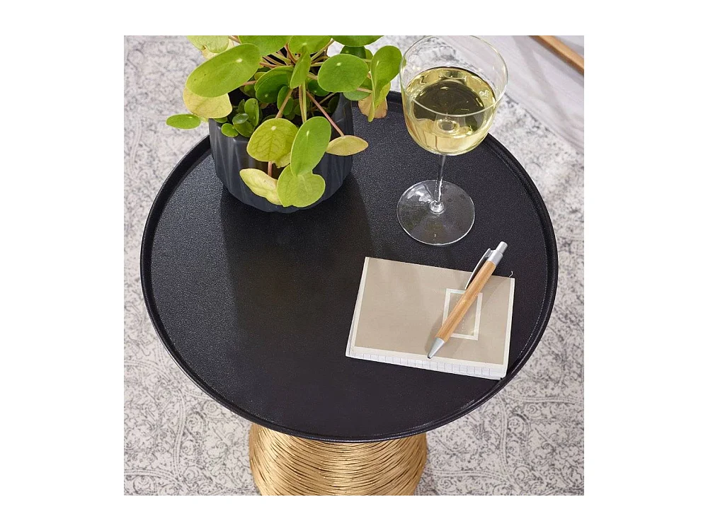 Beistelltisch Sofa rund 45 cm hoch Metallplatte und Säulengestell