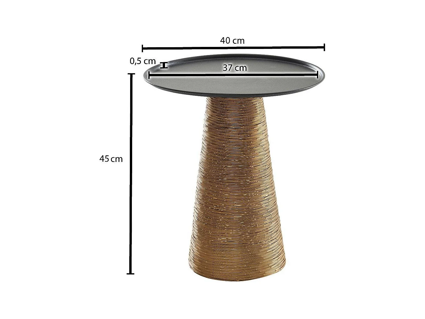 Beistelltisch Sofa rund 45 cm hoch Metallplatte und Säulengestell