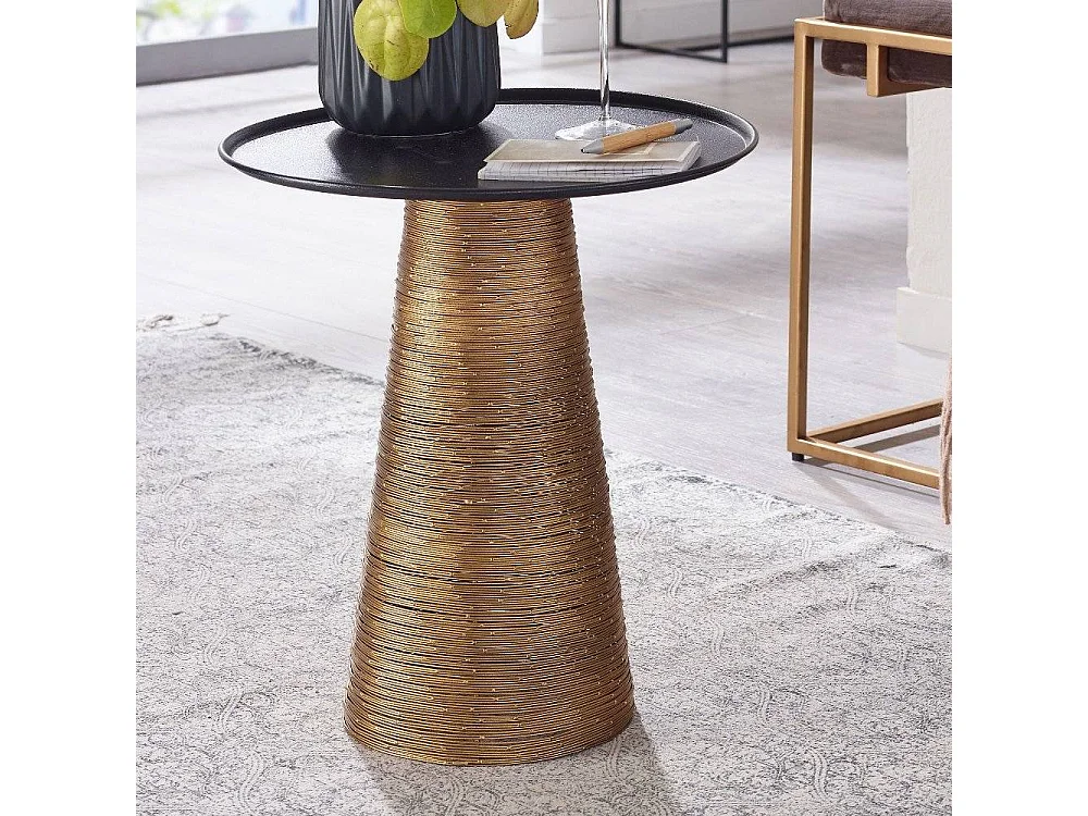 Beistelltisch Sofa rund 45 cm hoch Metallplatte und Säulengestell