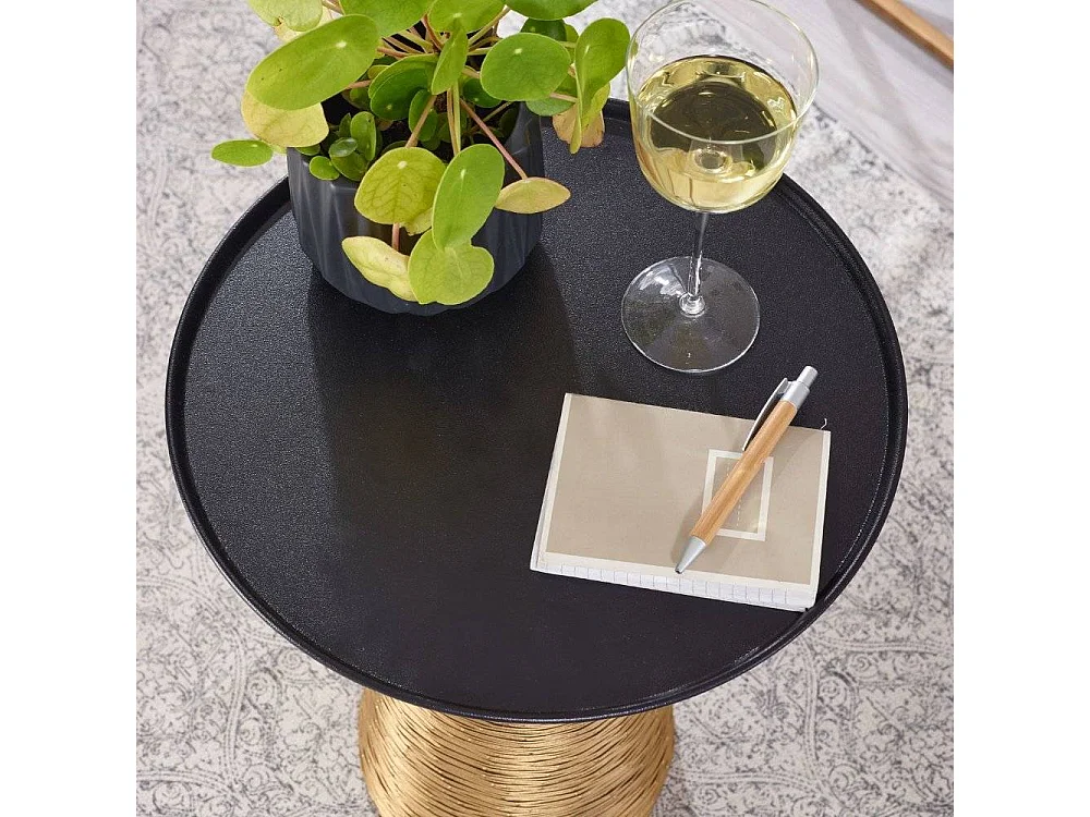 Beistelltisch Sofa rund 45 cm hoch Metallplatte und Säulengestell