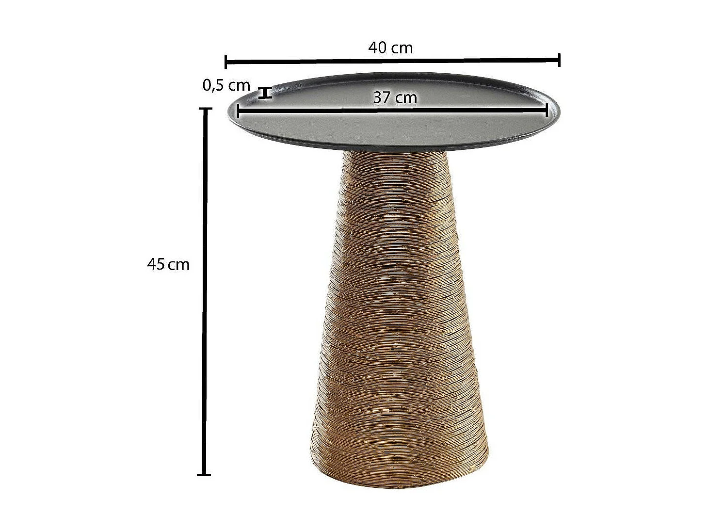 Beistelltisch Sofa rund 45 cm hoch Metallplatte und Säulengestell