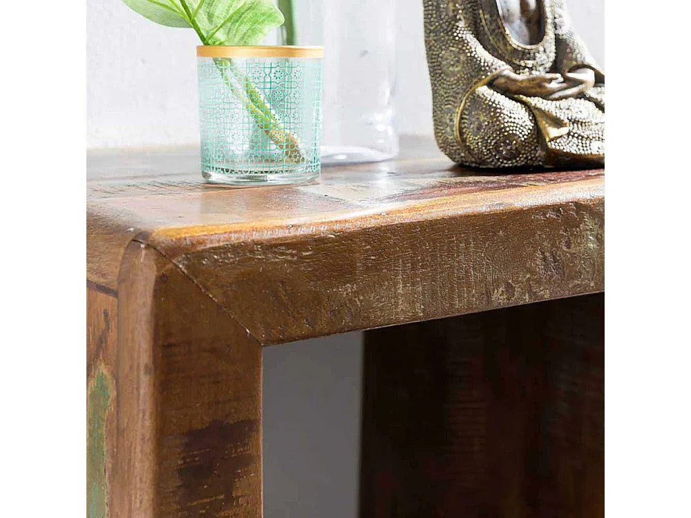 Shabby Chic Beistelltisch in Bunt Braun Mangobaum Recyclingholz