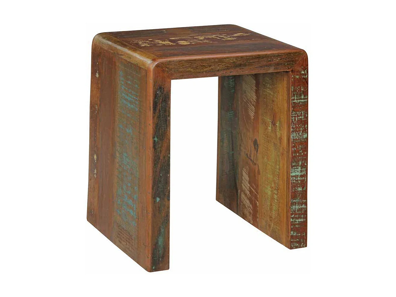 Shabby Chic Beistelltisch in Bunt Braun Mangobaum Recyclingholz