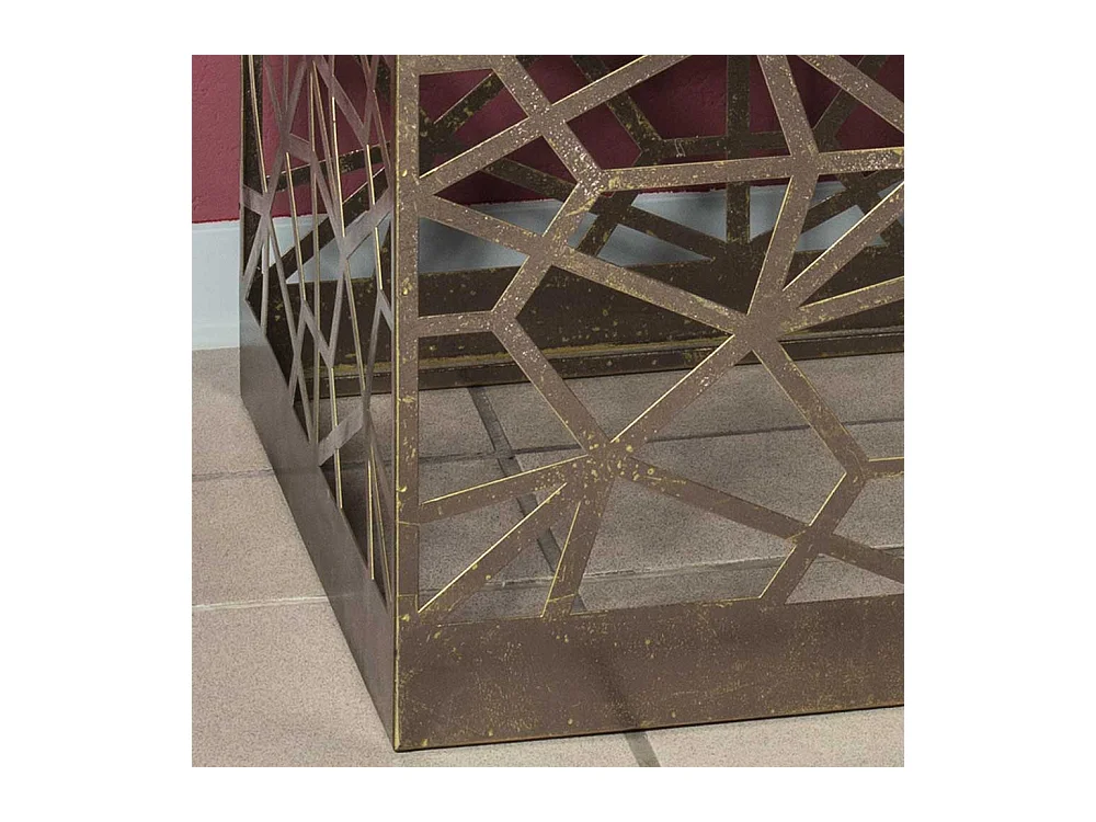 Glas Beistelltisch in Bronzefarben Antik Finish