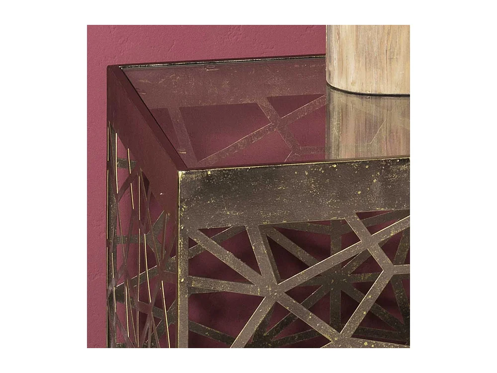 Glas Beistelltisch in Bronzefarben Antik Finish