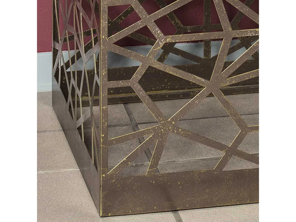 Glas Beistelltisch in Bronzefarben Antik Finish