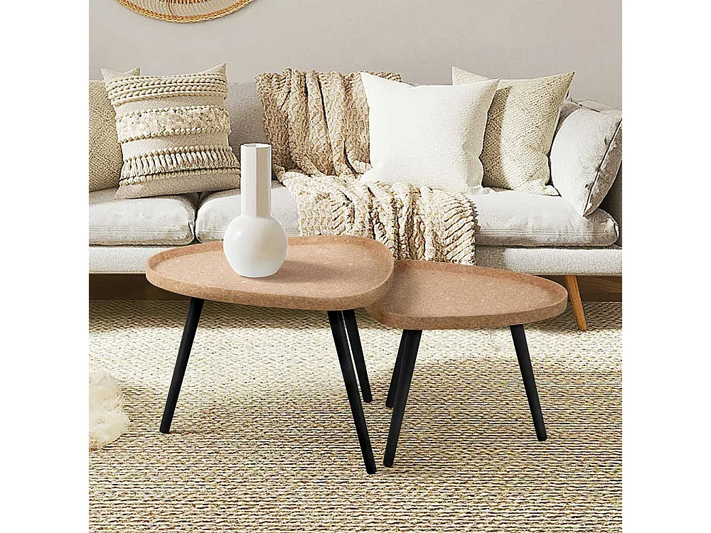 Beistelltische Kork mit Dreifußgestell modernem Design (zweiteilig)