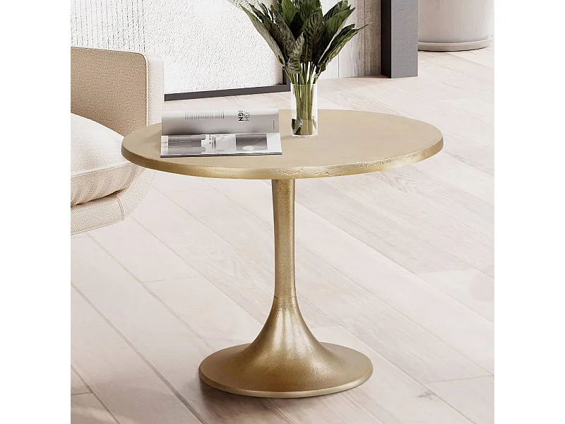 Couchtisch Beistelltisch in Goldfarben mit Metallplatte