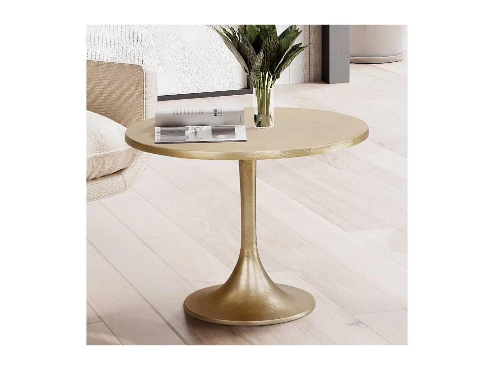 Couchtisch Beistelltisch in Goldfarben mit Metallplatte