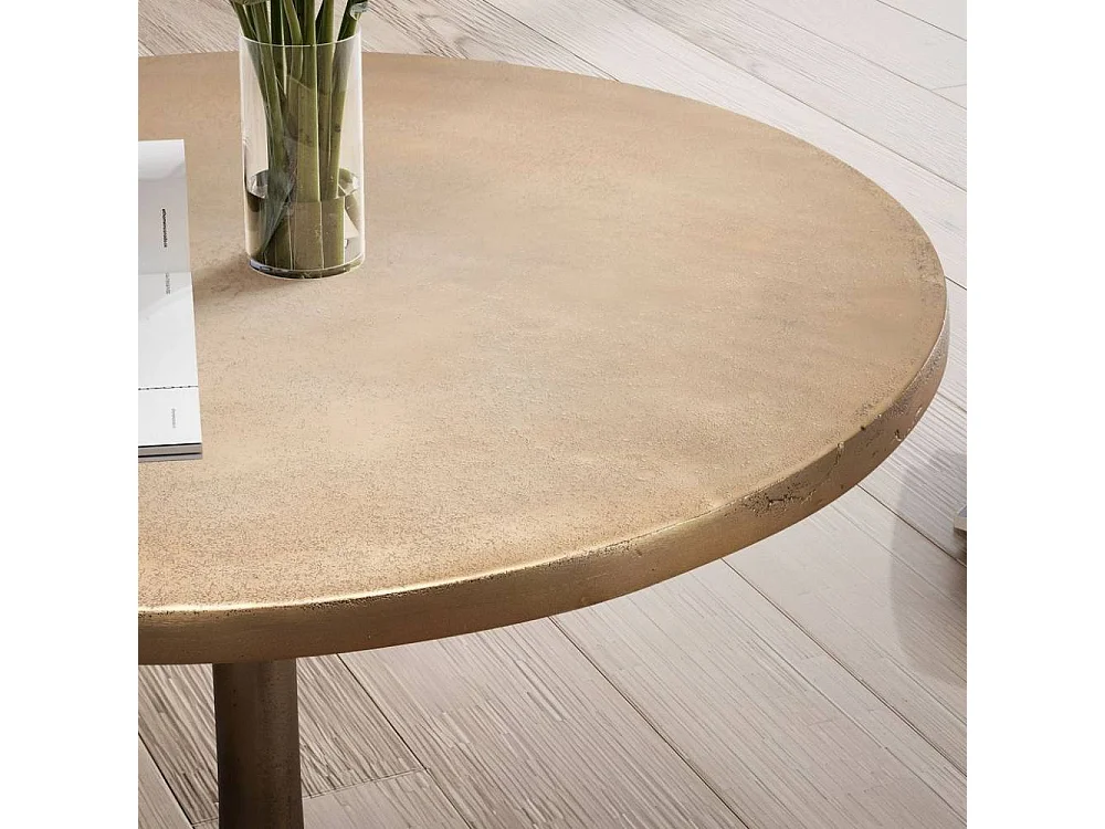 Couchtisch Beistelltisch in Goldfarben mit Metallplatte