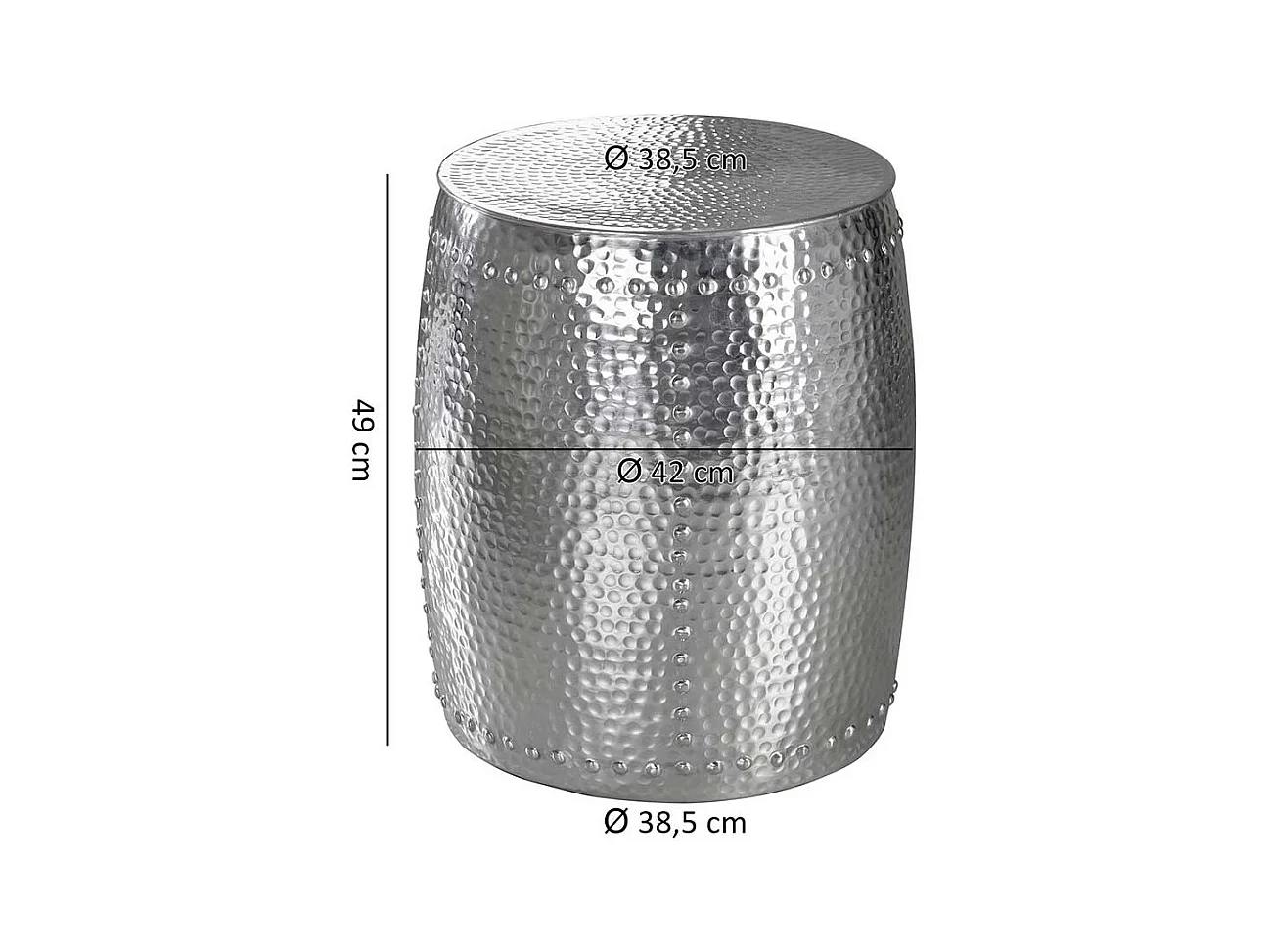 Design Beistelltisch in Hammerschlag Optik handgearbeitet