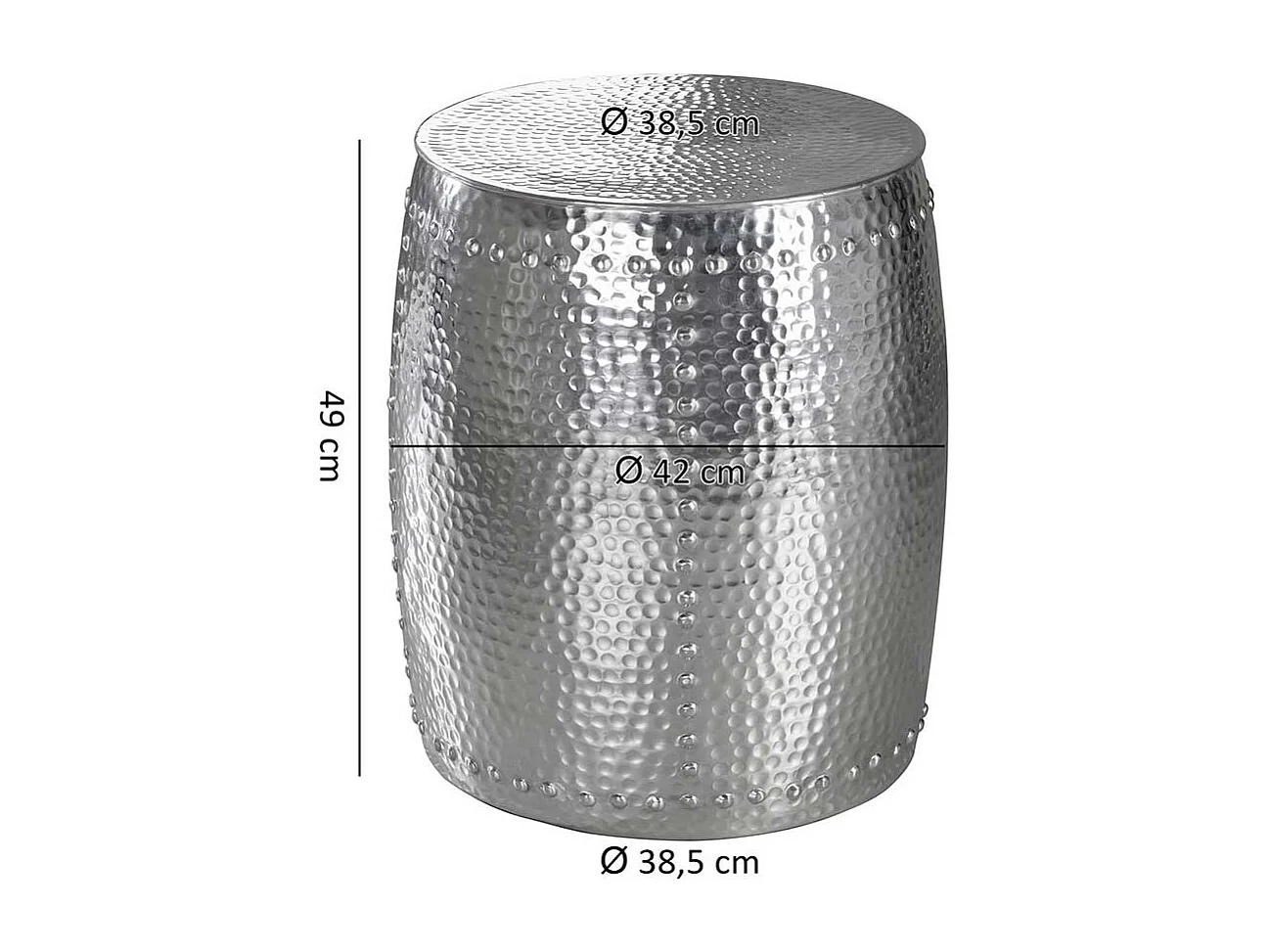 Design Beistelltisch in Hammerschlag Optik handgearbeitet