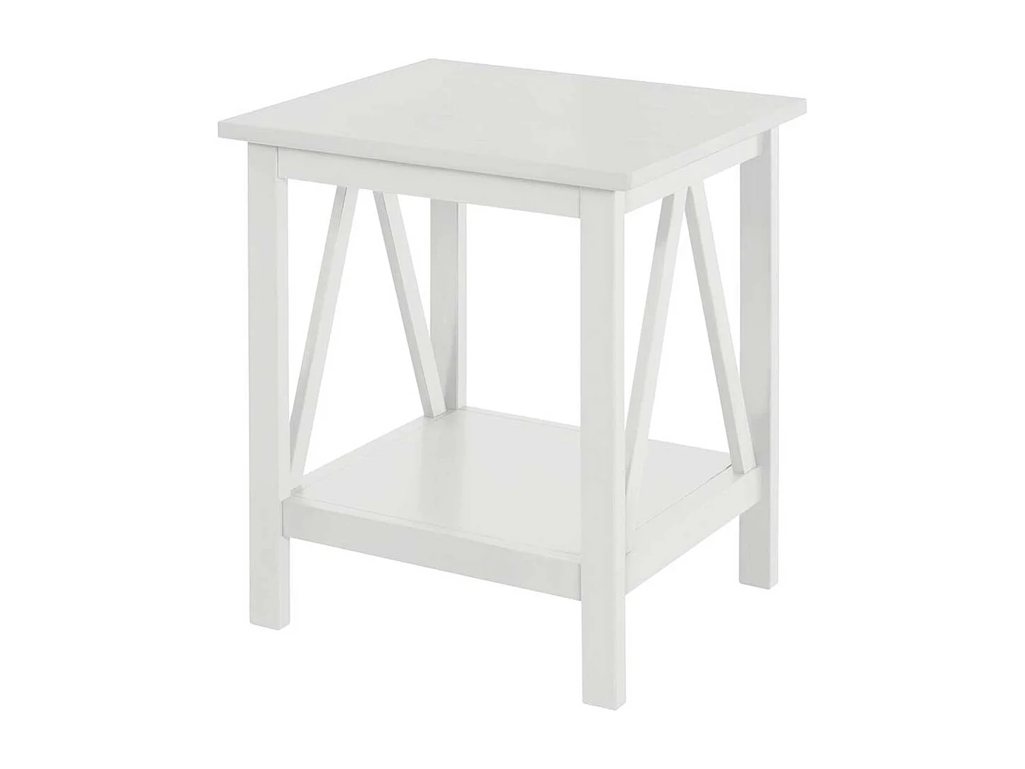 Beistelltisch Tisch Massivholz in Weiß 57 cm hoch