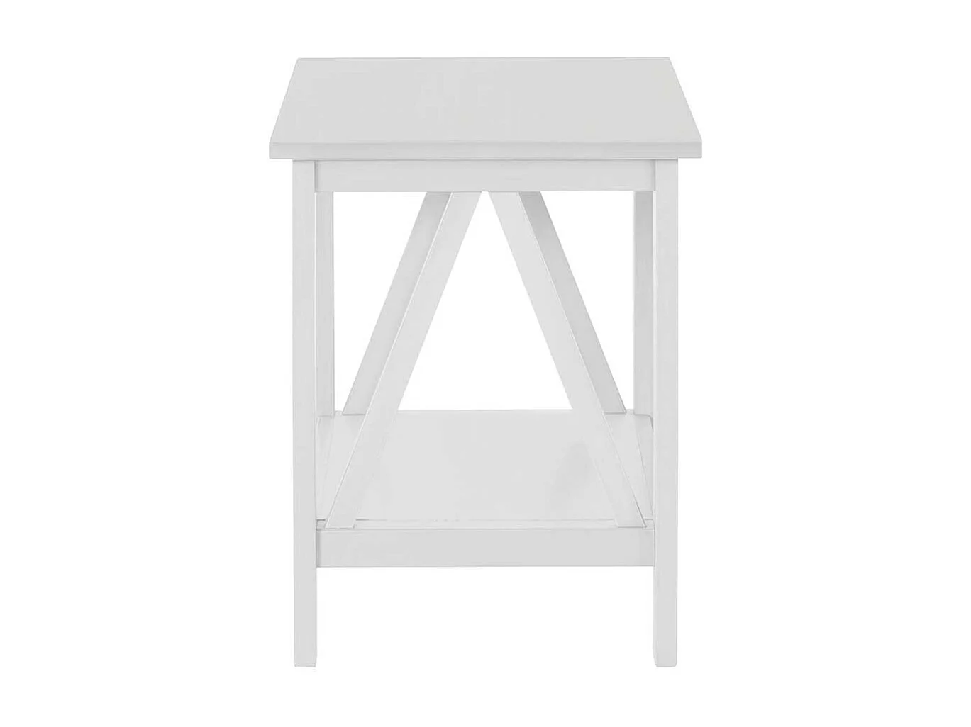 Beistelltisch Tisch Massivholz in Weiß 57 cm hoch