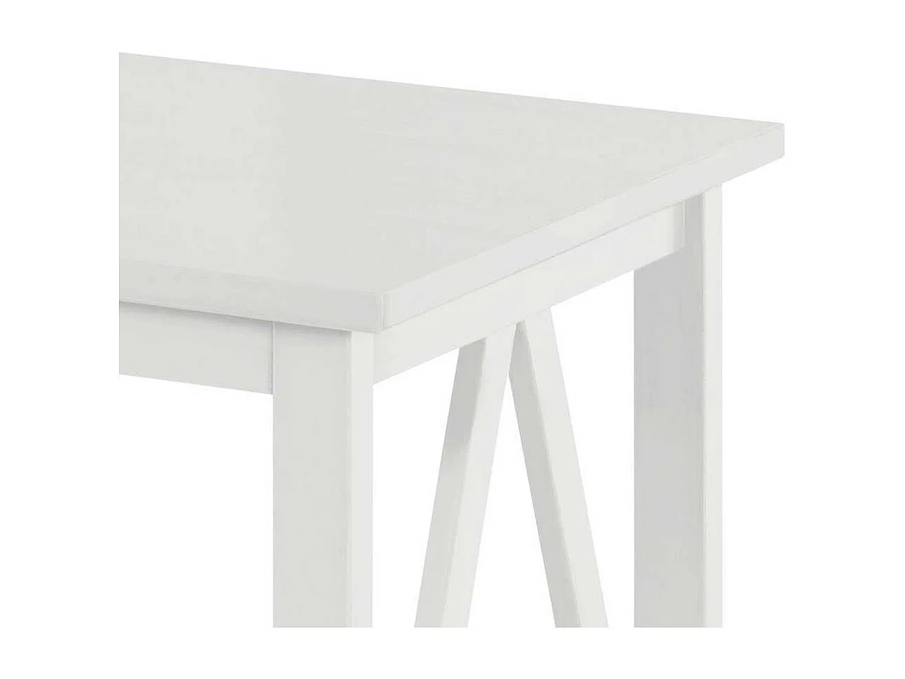 Beistelltisch Tisch Massivholz in Weiß 57 cm hoch