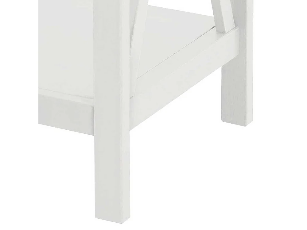 Beistelltisch Tisch Massivholz in Weiß 57 cm hoch