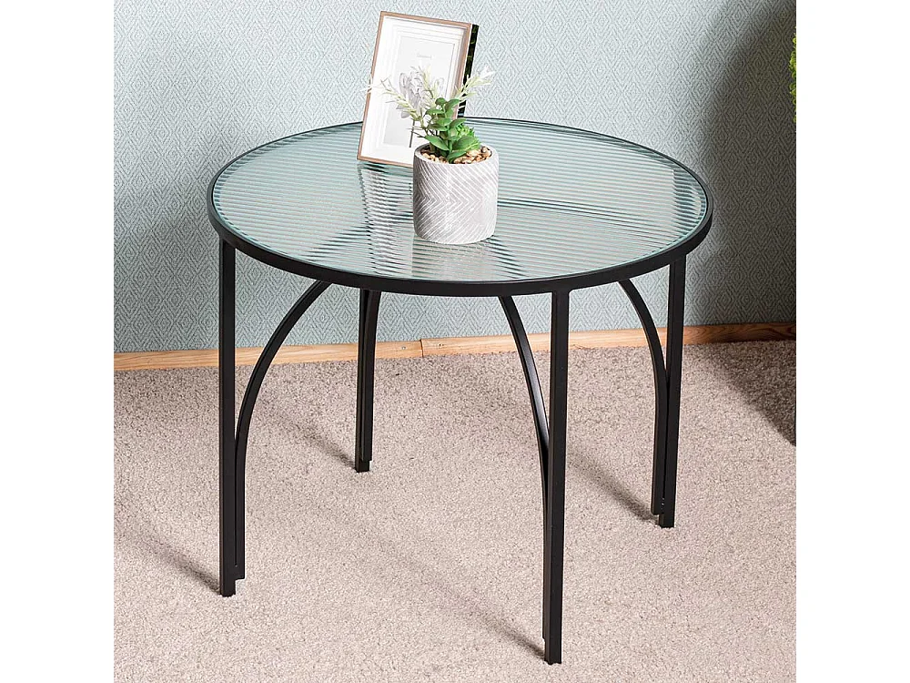 Beistelltischchen mit Strukturglasplatte Riffelglas