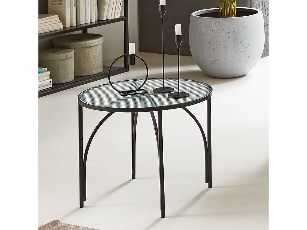 Beistelltischchen mit Strukturglasplatte Riffelglas