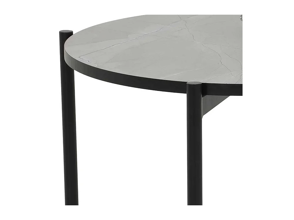 Beistelltisch Sofa rund in Marmor-Optik Grau Schwarz
