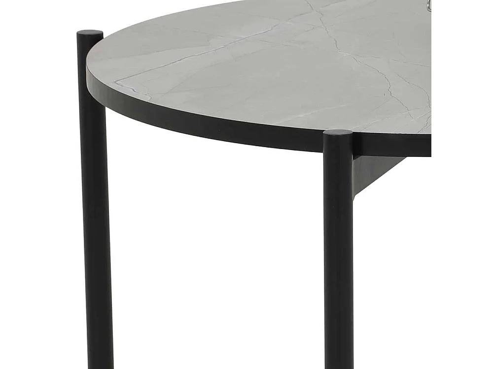 Beistelltisch Sofa rund in Marmor-Optik Grau Schwarz