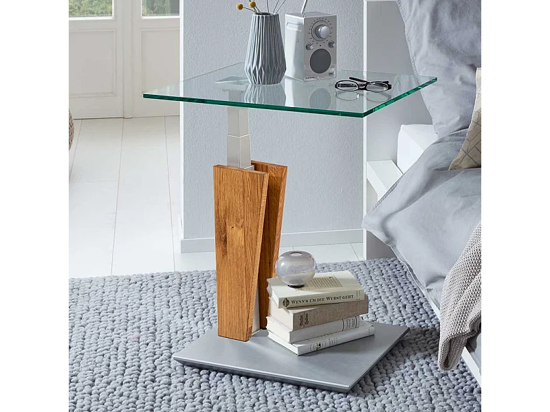 Moderner Sofa Beistelltisch mit Glasplatte höhenverstellbar