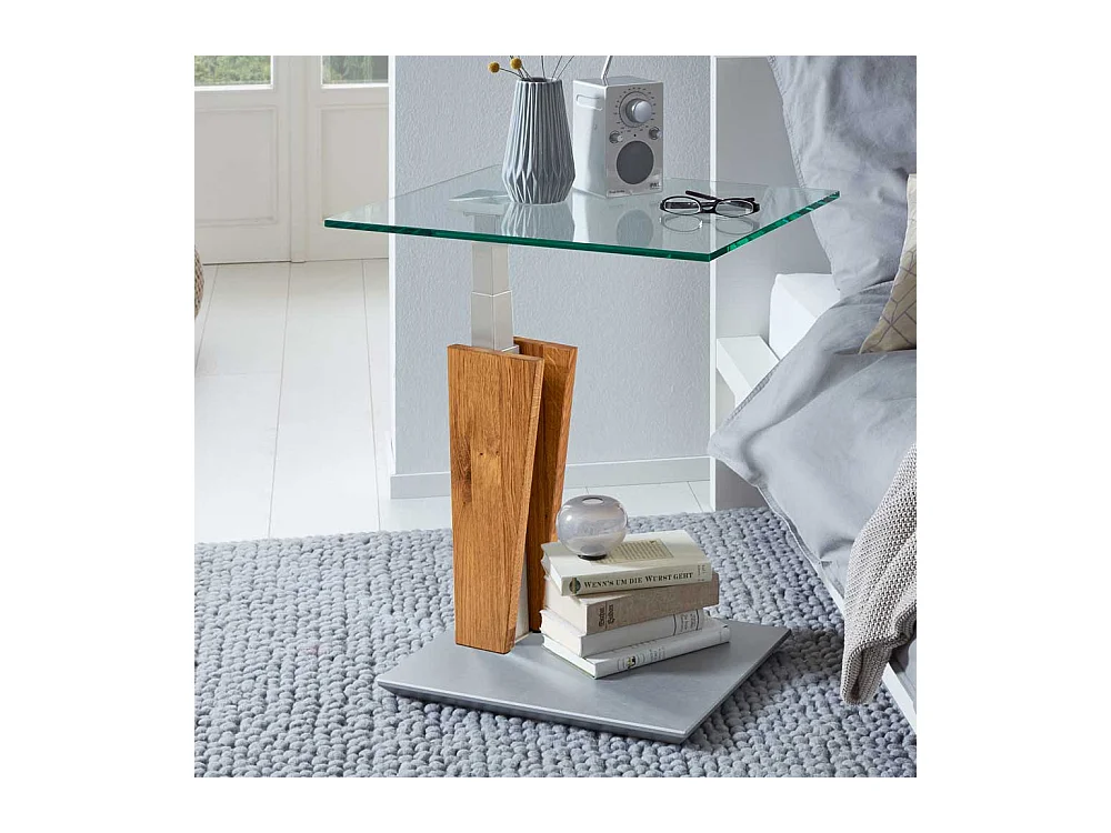 Moderner Sofa Beistelltisch mit Glasplatte höhenverstellbar