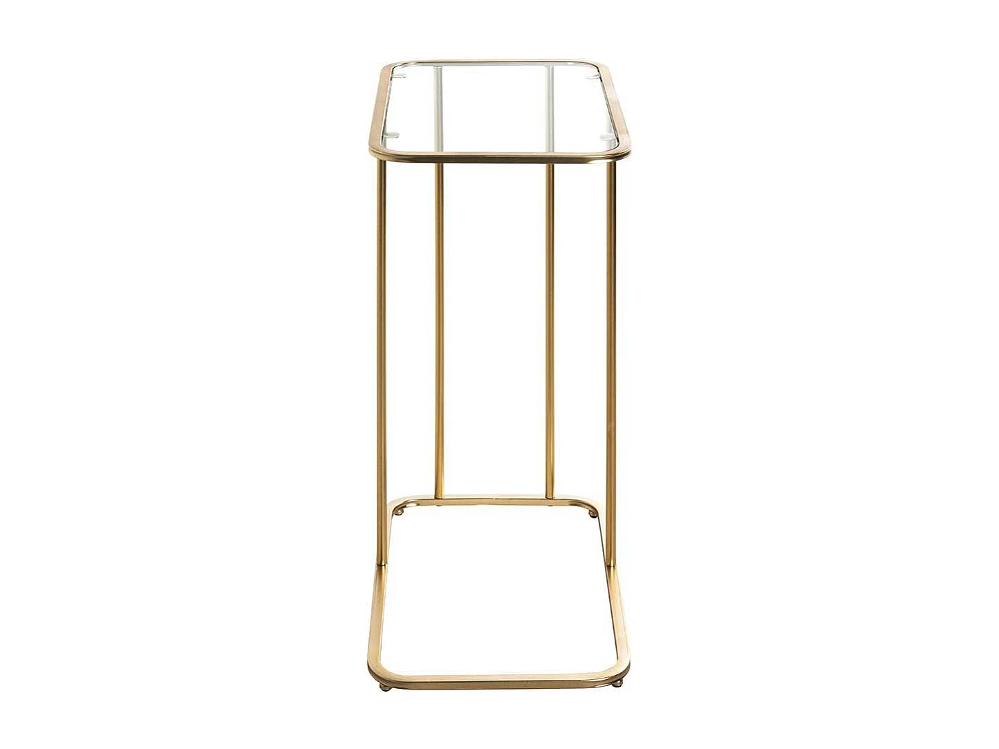 Sofa Beistelltisch in Goldfarben Platte aus Sicherheitsglas