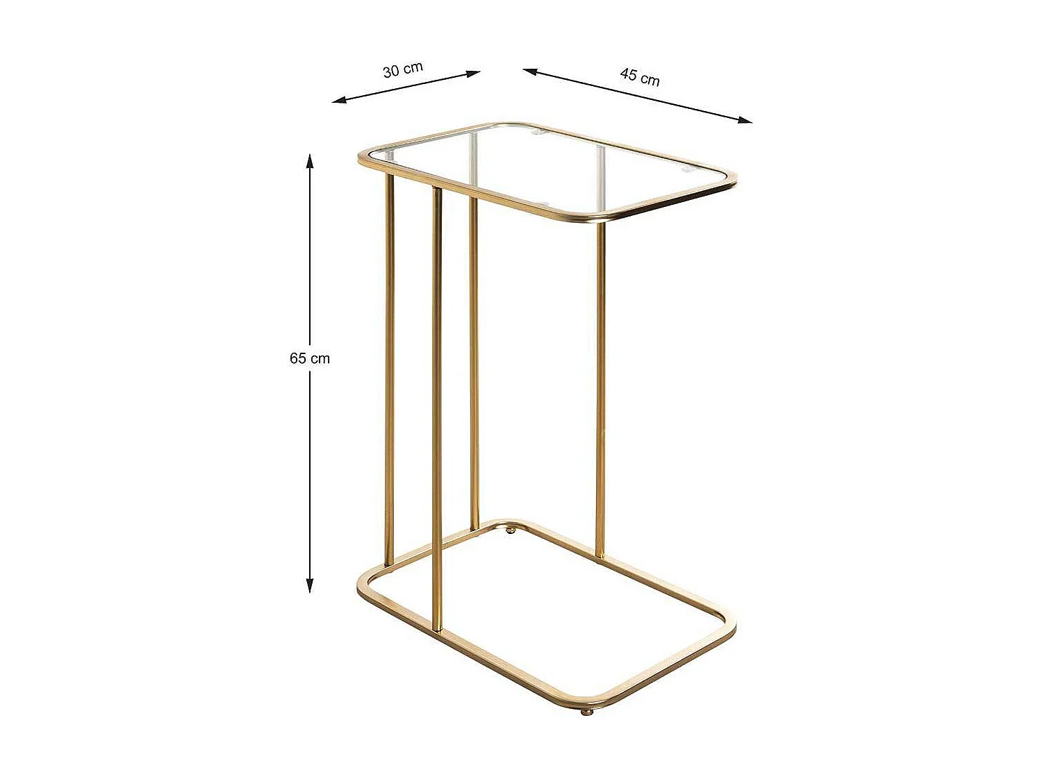 Sofa Beistelltisch in Goldfarben Platte aus Sicherheitsglas