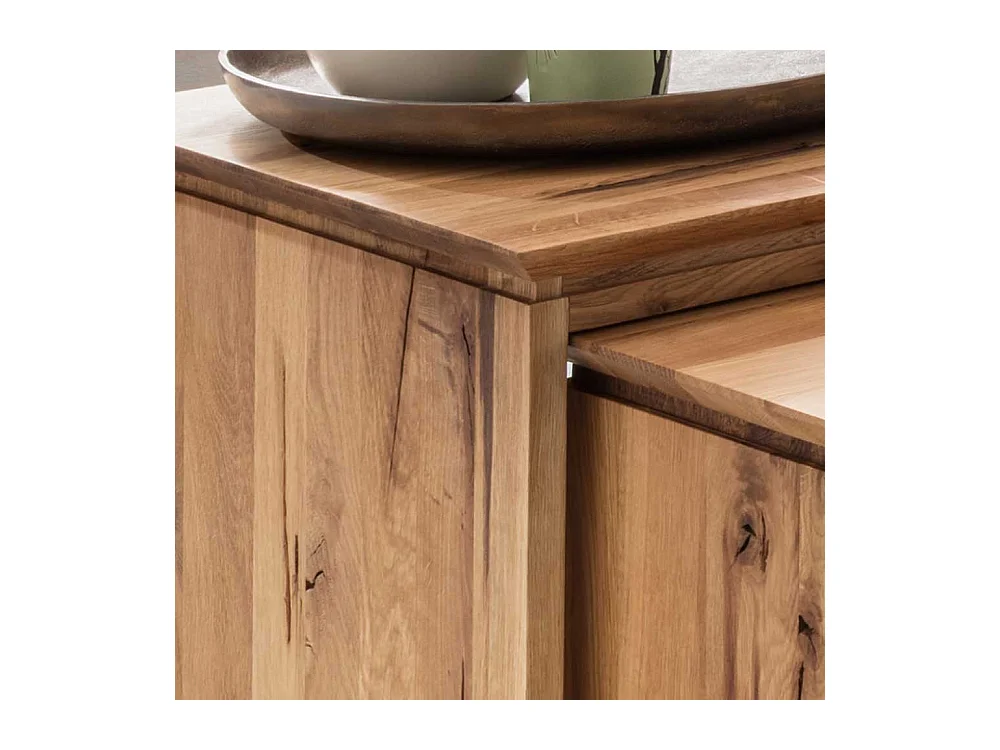 Beistelltisch Set aus Wildeiche Massivholz einer Schublade (zweiteilig)