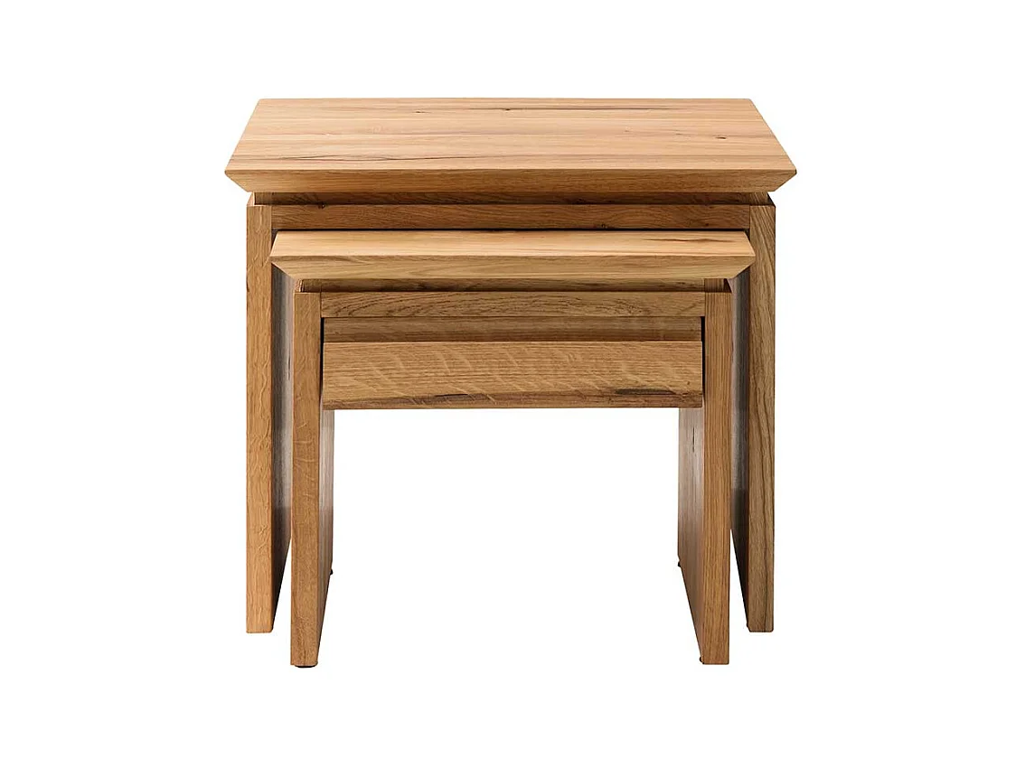 Beistelltisch Set aus Wildeiche Massivholz einer Schublade (zweiteilig)