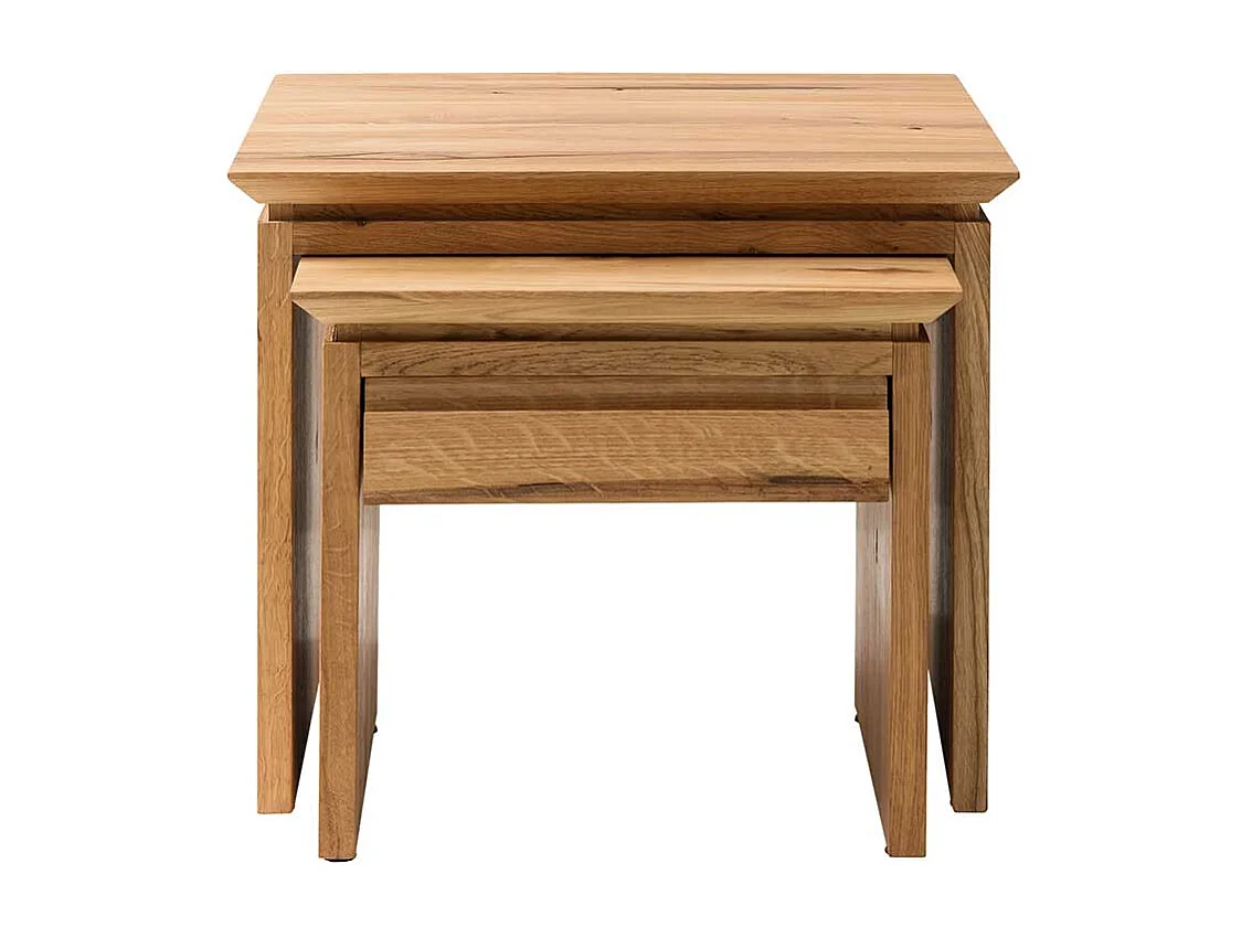 Beistelltisch Set aus Wildeiche Massivholz einer Schublade (zweiteilig)
