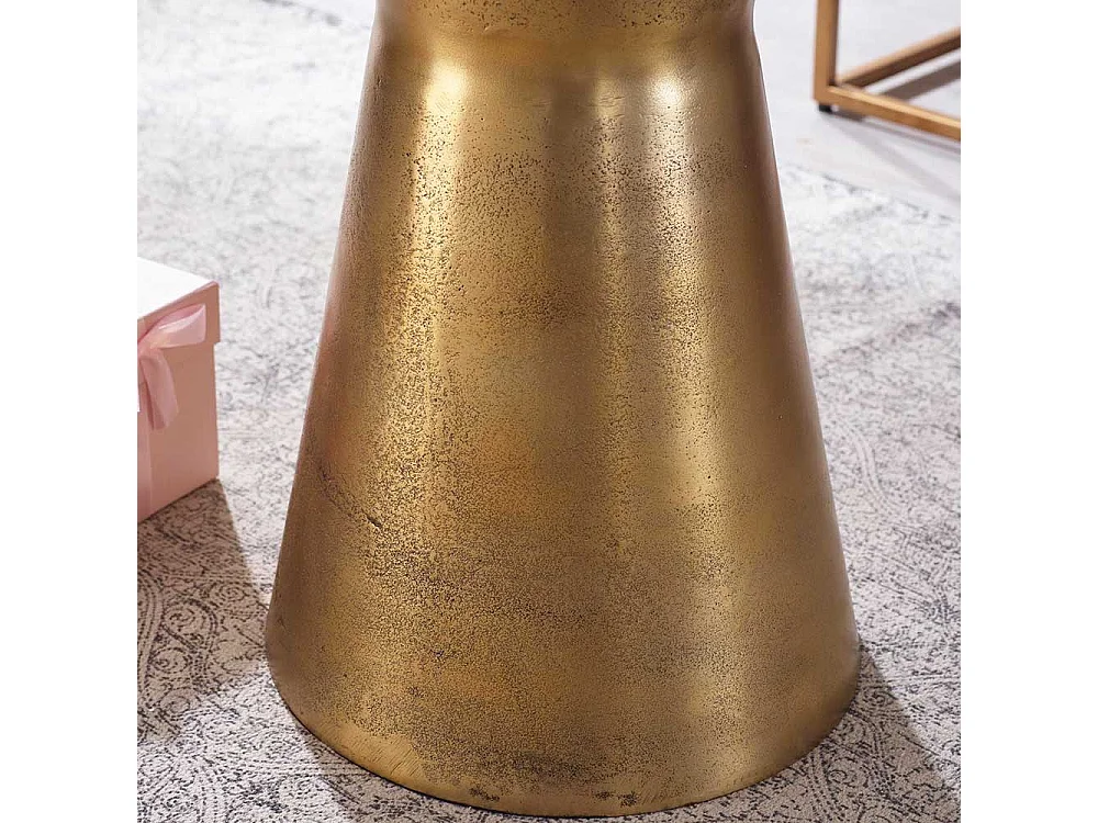 Beistelltisch mit weißer Marmorplatte 35 cm Durchmesser