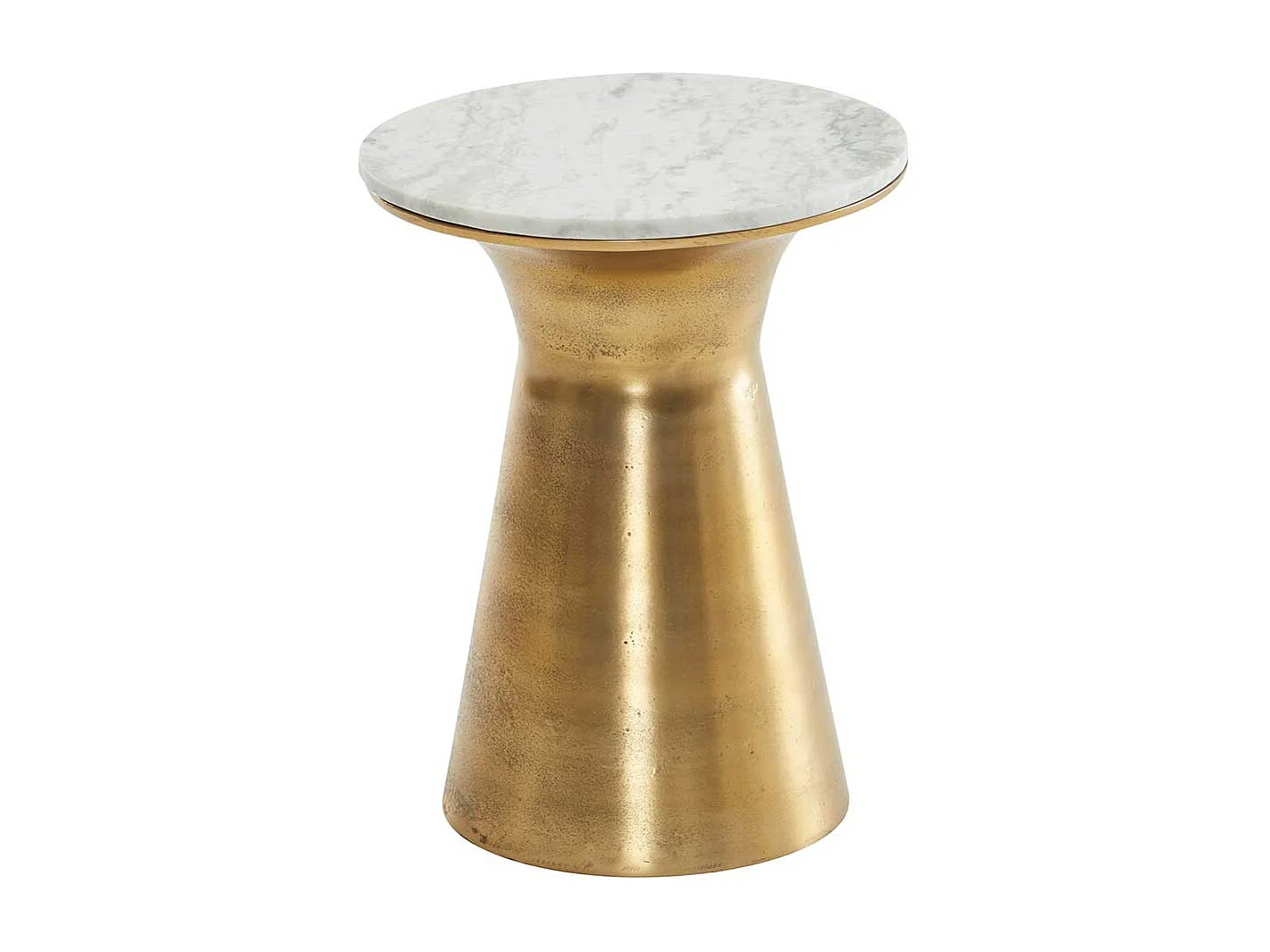 Beistelltisch mit weißer Marmorplatte 35 cm Durchmesser