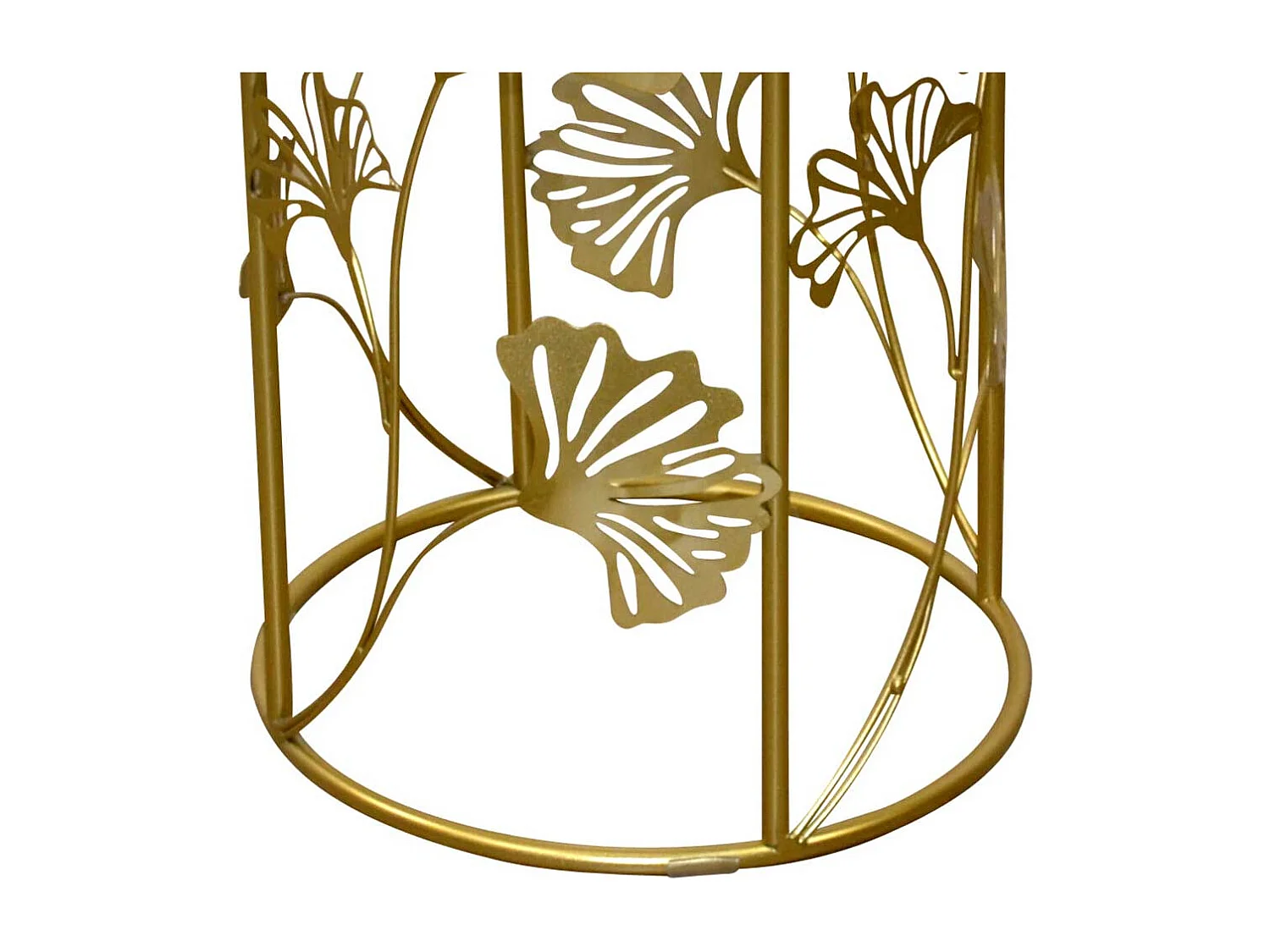 Design Beistelltisch Gestell Goldfarben Gingko Blatt Motiv