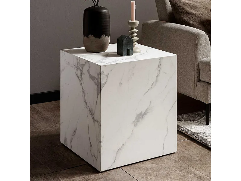 Weißer Beistelltisch in modernem Design Marmor Optik