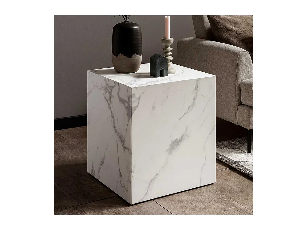 Weißer Beistelltisch in modernem Design Marmor Optik