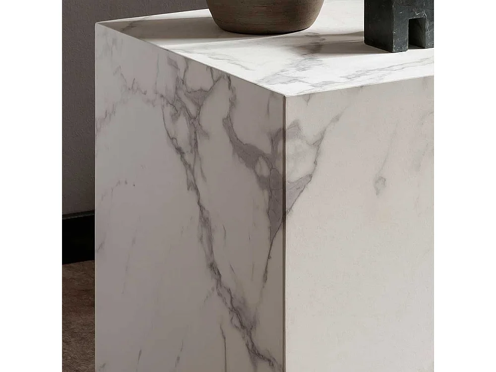 Weißer Beistelltisch in modernem Design Marmor Optik